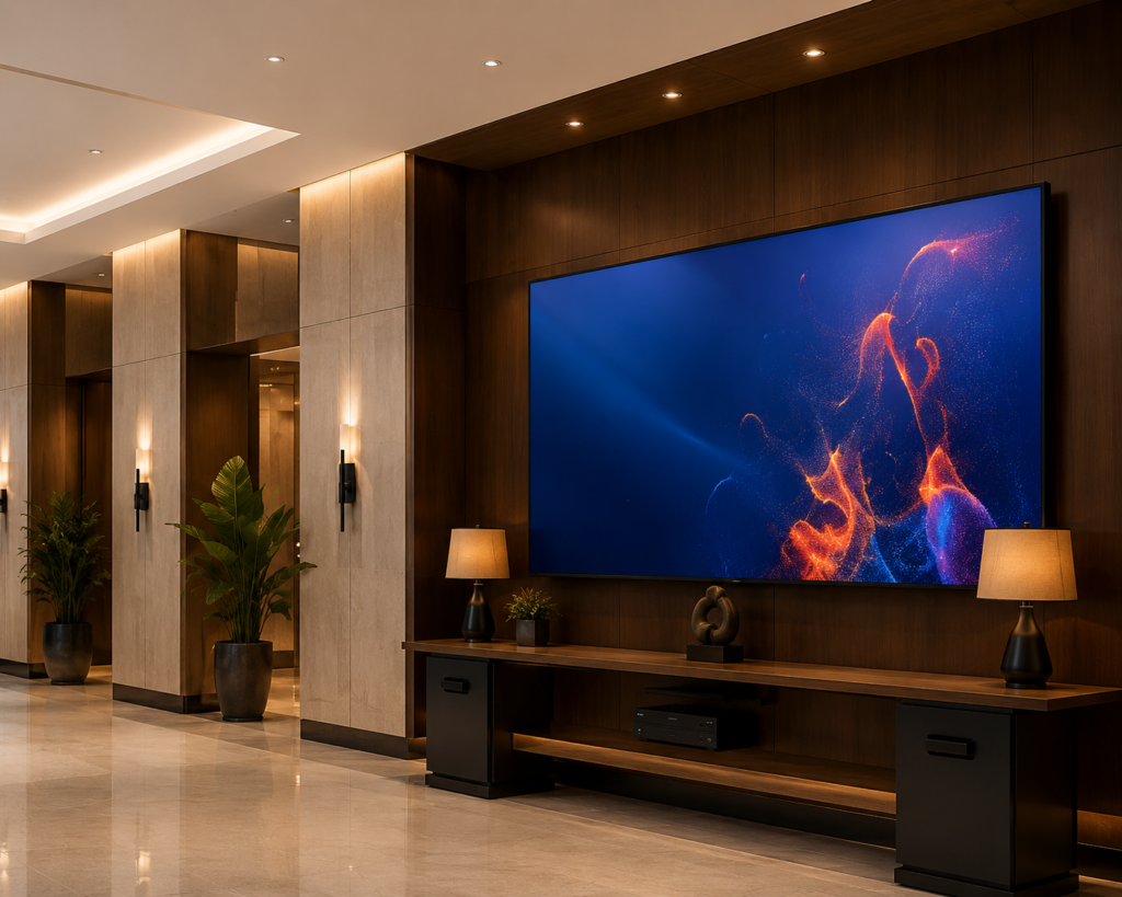 COB All in One LED Display in a Hotel Lobby
