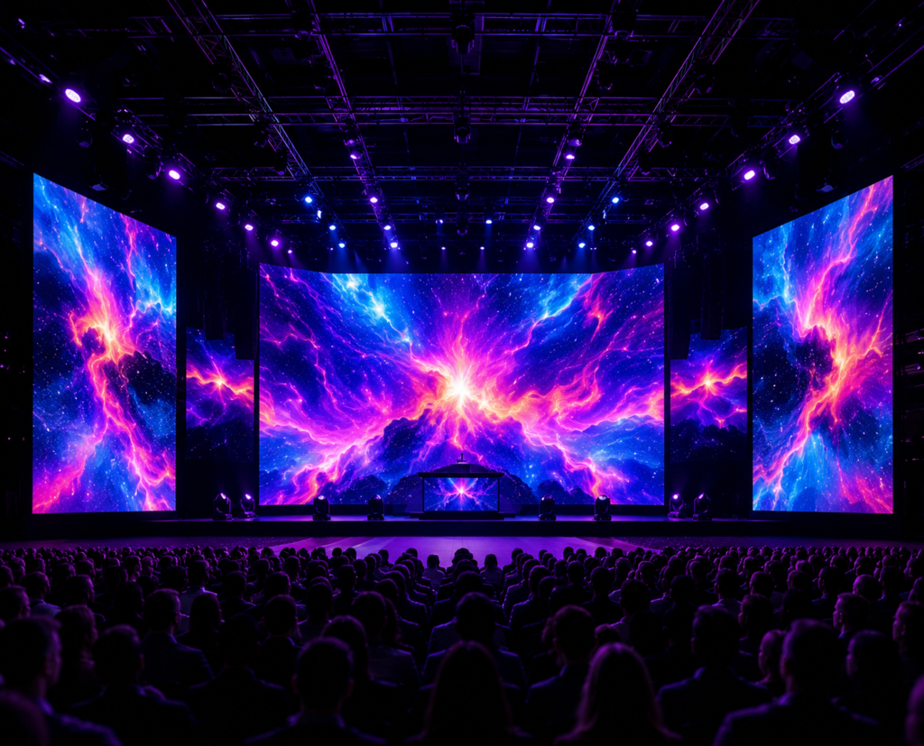 Flexible and Rollable LED Display at a Concert Venue