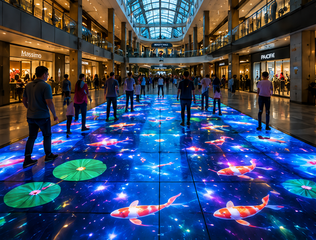 Interactive LED Floor Showcase in a Shopping Mall
