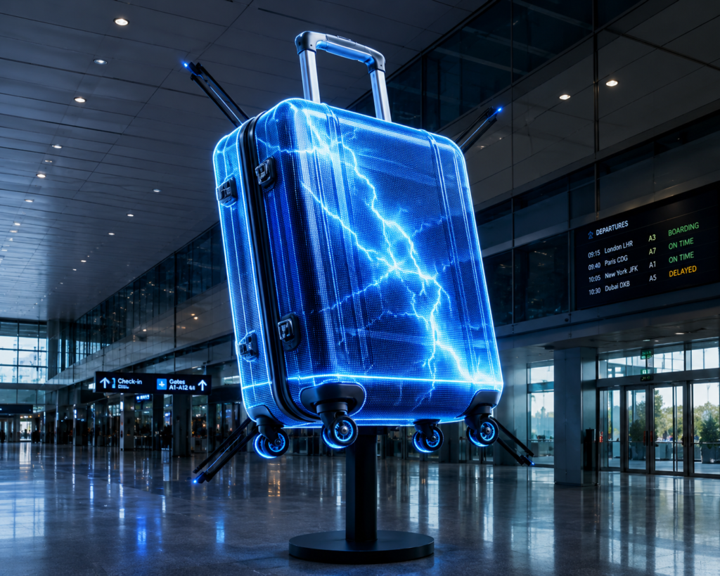 LED Fan display at a transportation hub