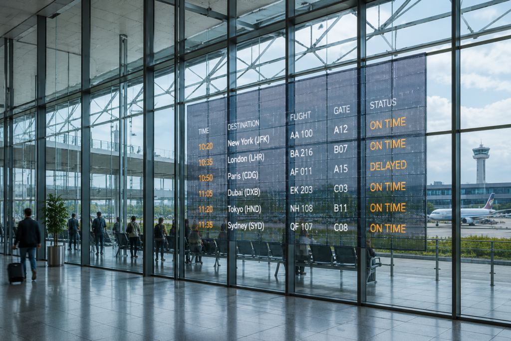 transparent LED airport display